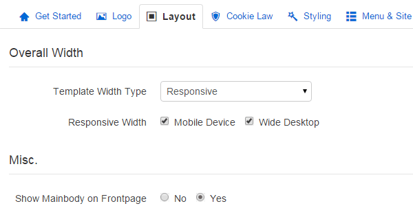 Parameters to control layout dimensions